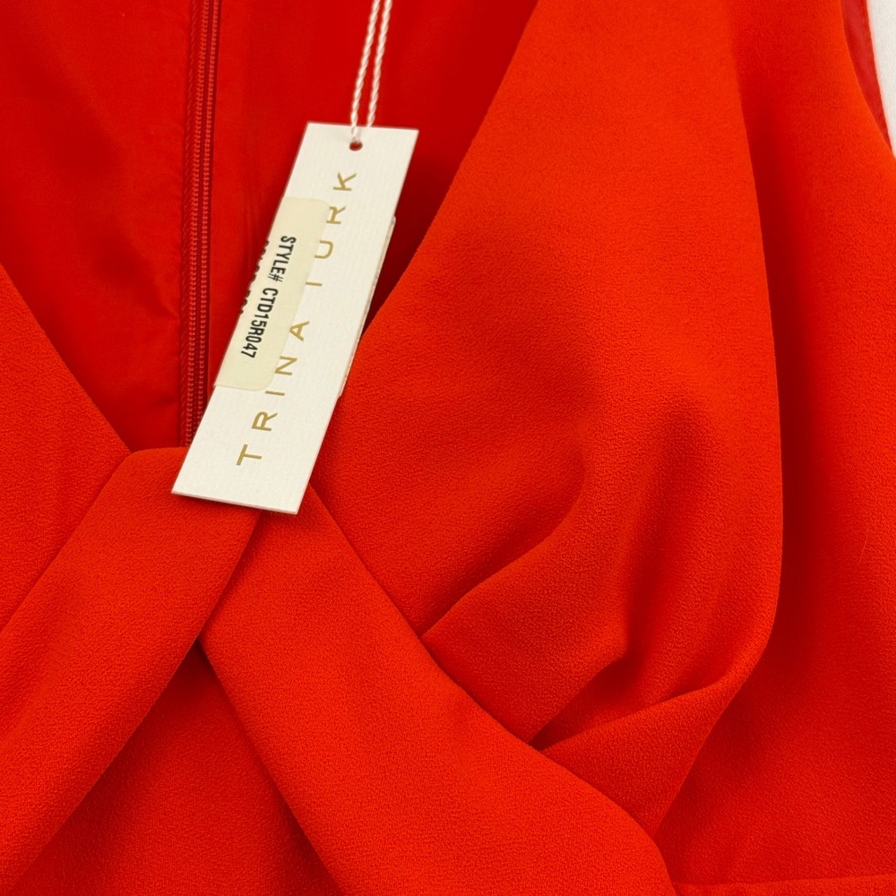 Trina Turk Jumpsuit Womens 10 Orange Wide Leg Empire Waist V-Neck NWT - Picture 4 of 12